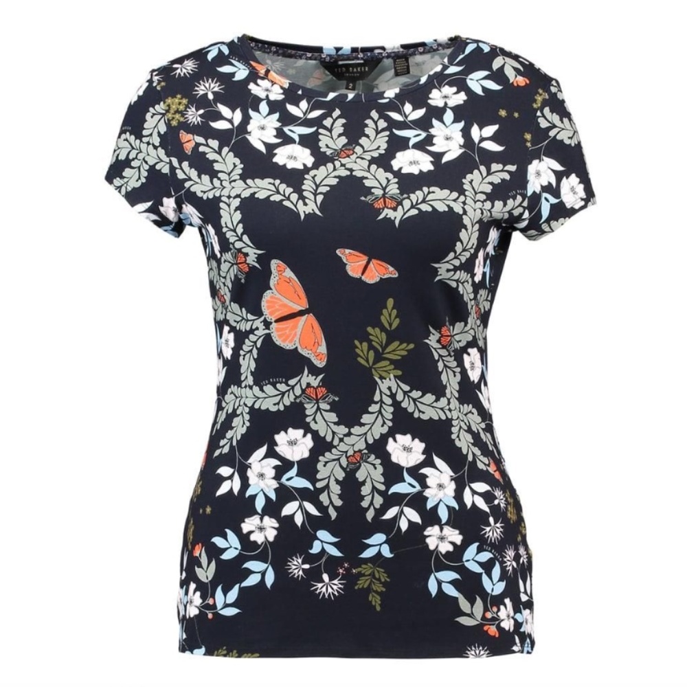 Ted Baker Pepa Navy Blue Short Sleeve Floral Shirt - Picture 2 of 14
